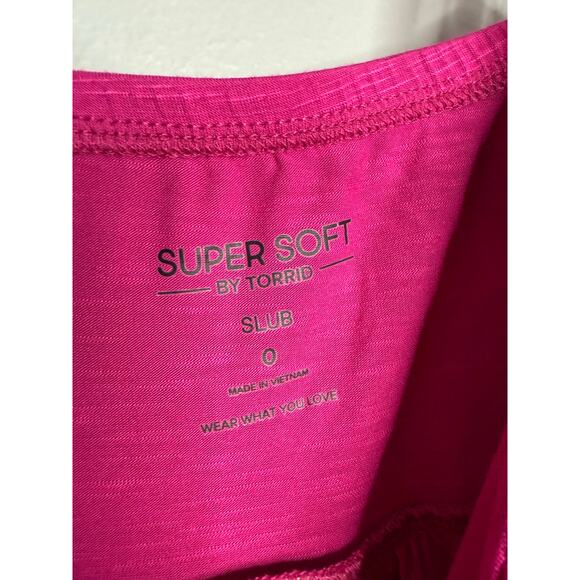 NWT Torrid Super Soft Slub tiered ruffle babydoll top in fushia pink - Picture 3 of 6